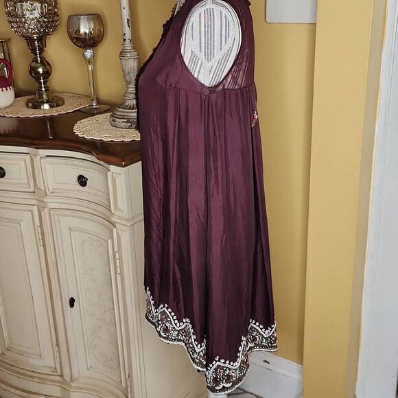 Taurun Tahiliani 100% silk brown embroidered dress made in India women's size Sm - Picture 4 of 4